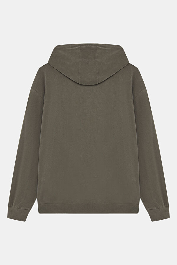 Haki Kapuşonlu Erkek Sweatshirt 2