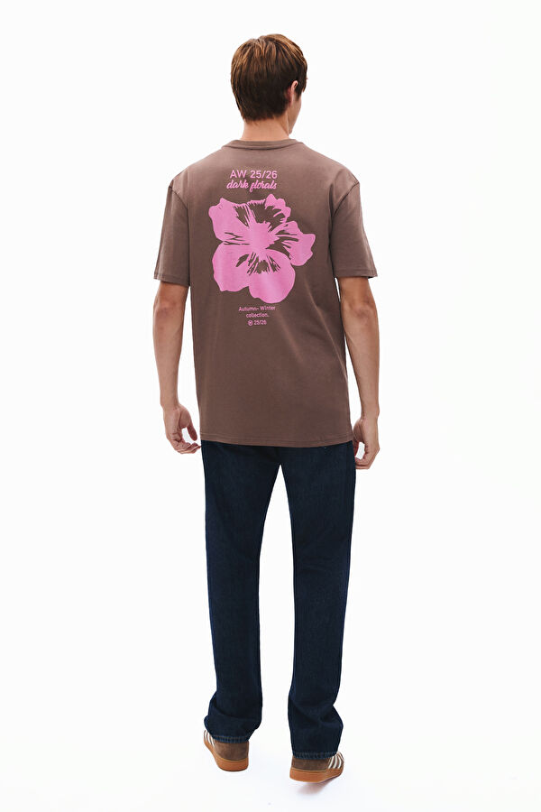Brown Crew Neck Printed Men's T-Shirt 2