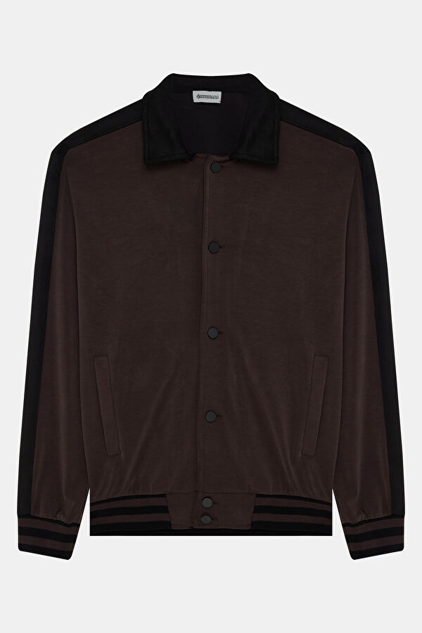 Coffee-colored snap-button Modal Men's Jacket