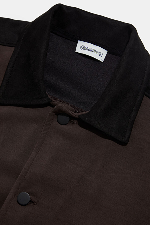 Coffee-colored snap-button Modal Men's Jacket 3