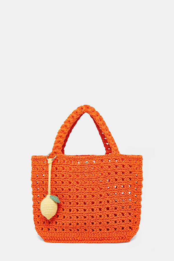 Orange Knitted Patterned Bag