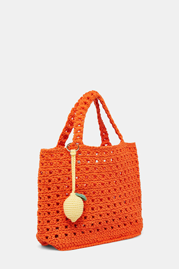 Orange Knitted Patterned Bag 2