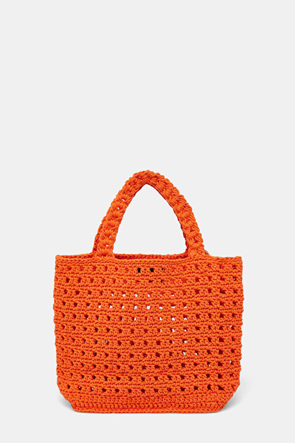 Orange Knitted Patterned Bag 3