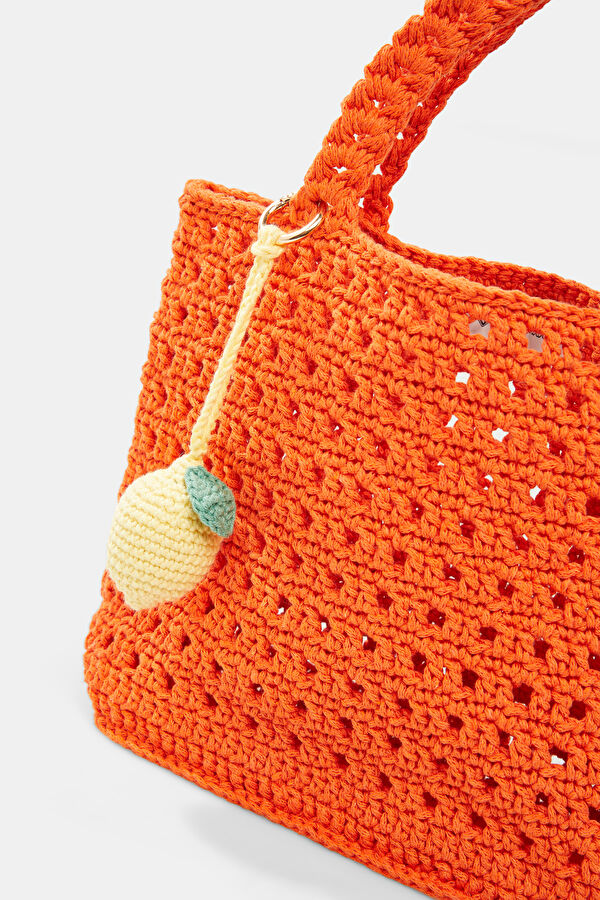 Orange Knitted Patterned Bag 4