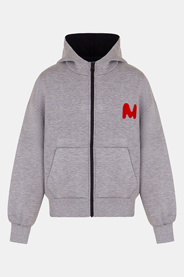 Gray Melange Hooded Kids Sweatshirt