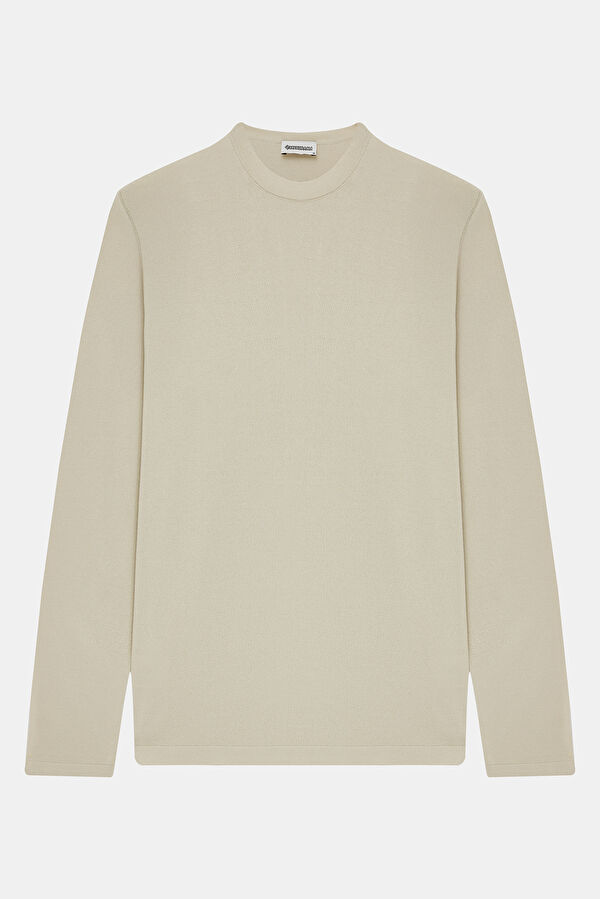 Cream Cotton/Modal Knit Men's Sweater