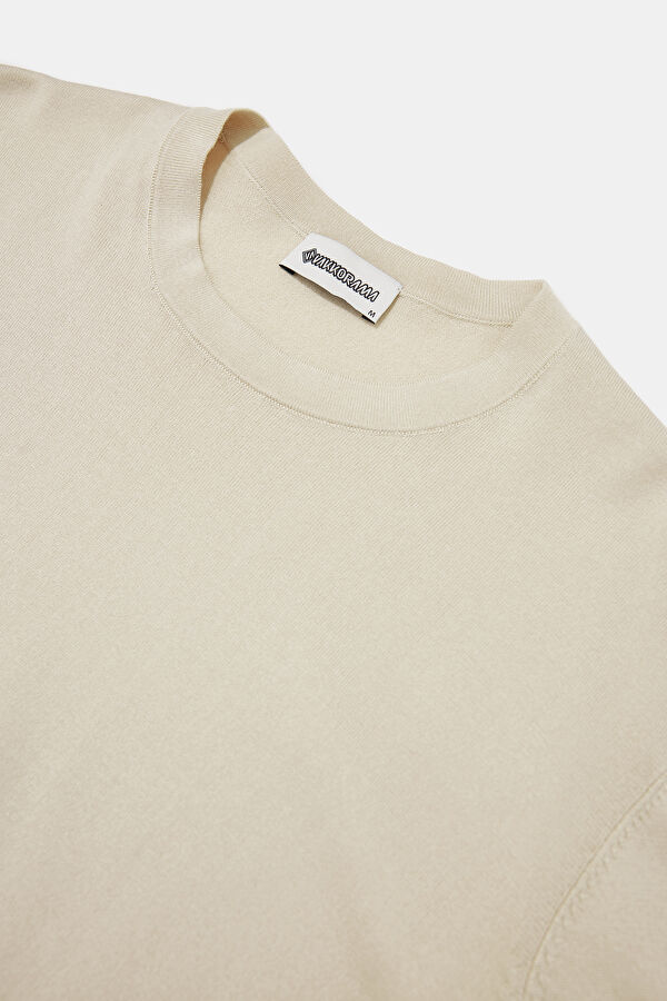Cream Cotton/Modal Knit Men's Sweater 3