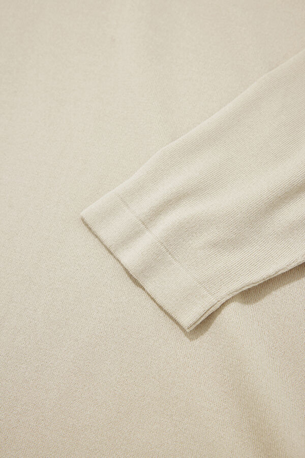 Cream Cotton/Modal Knit Men's Sweater 4