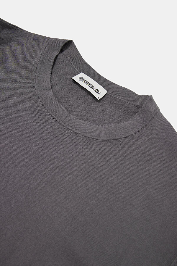 Grey Cotton/Modal Knit Men's Sweater 3