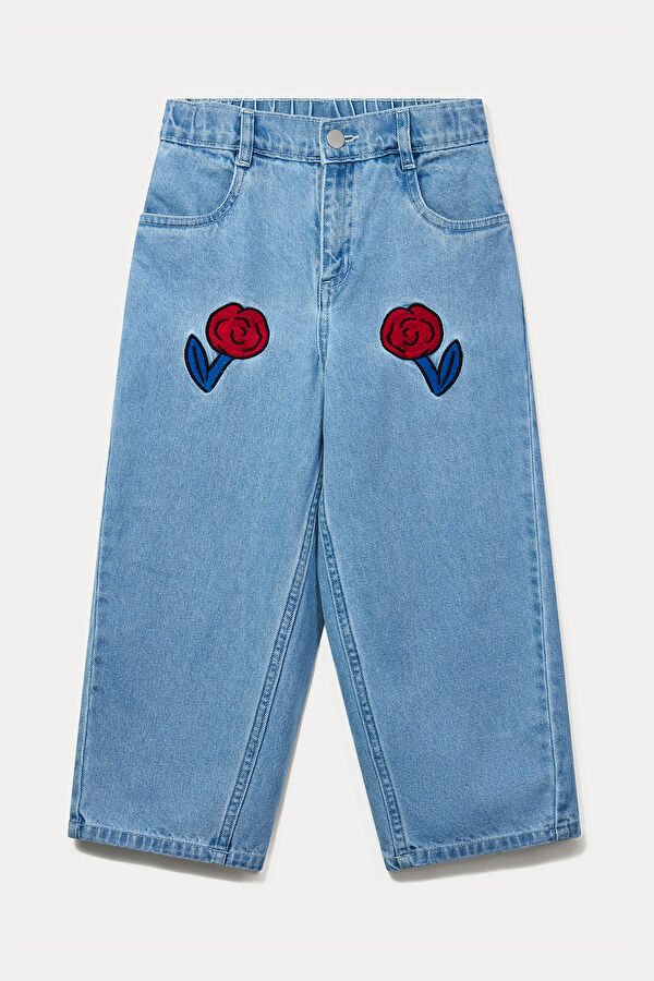 Blue Straight Leg Pants