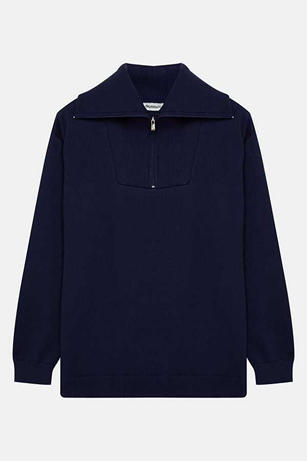 Navy Blue Viscose Knit Men's Sweater