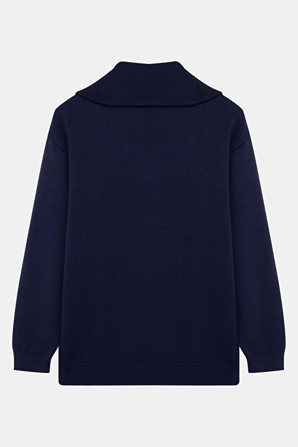 Navy Blue Viscose Knit Men's Sweater 2