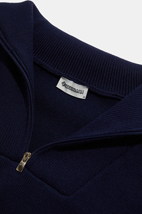 Navy Blue Viscose Knit Men's Sweater 3