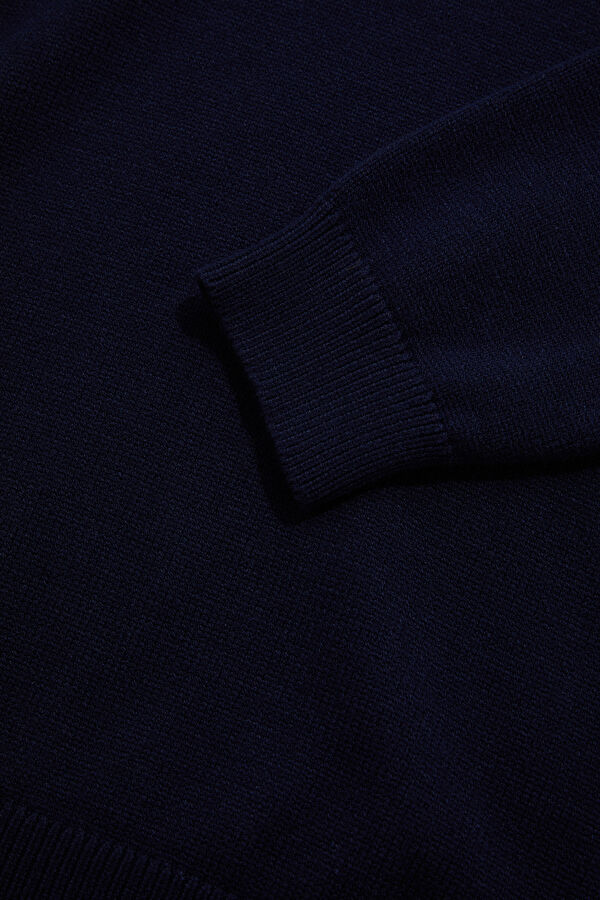 Navy Blue Viscose Knit Men's Sweater 4