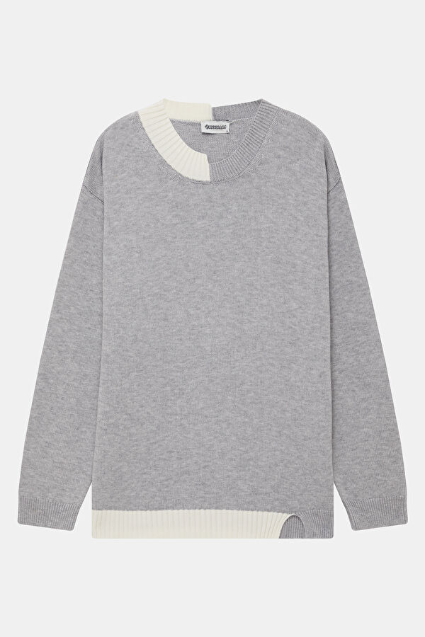 Grey Viscose Knit Men's Sweater