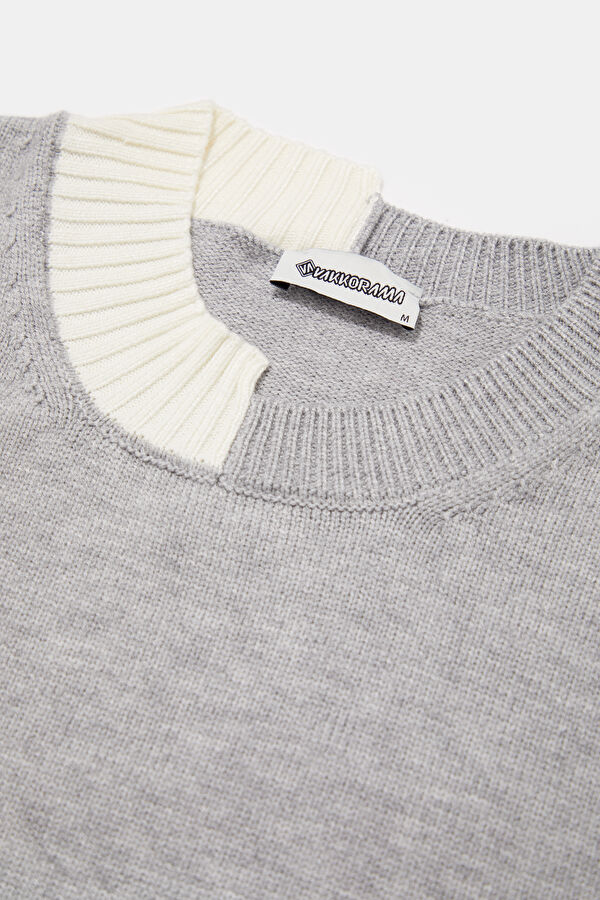 Grey Viscose Knit Men's Sweater 3