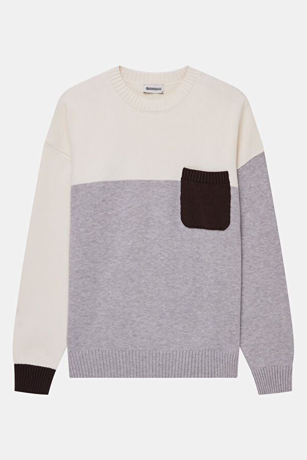 Ecru Viscose Knit Men's Sweater
