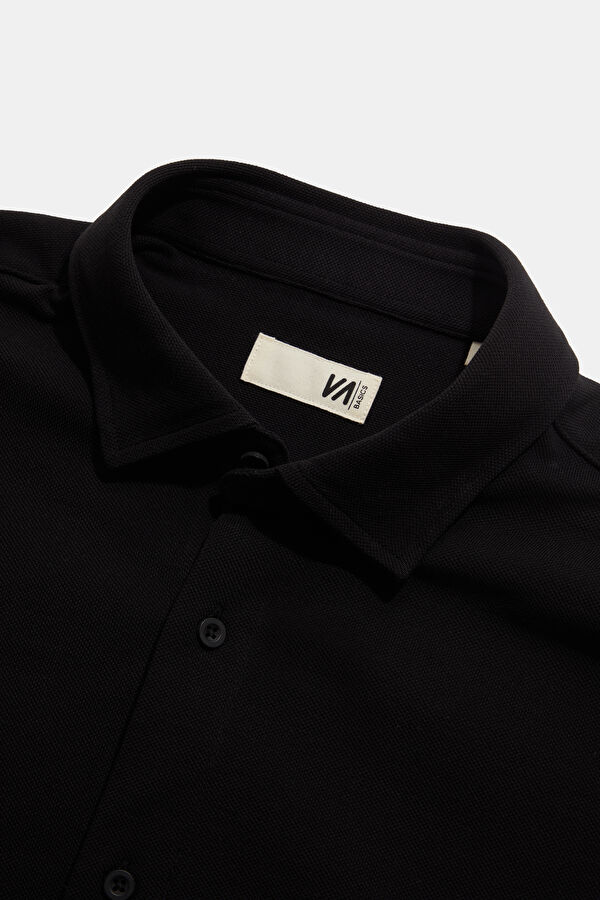 Slim Fit Black Regular Men's Shirt 3