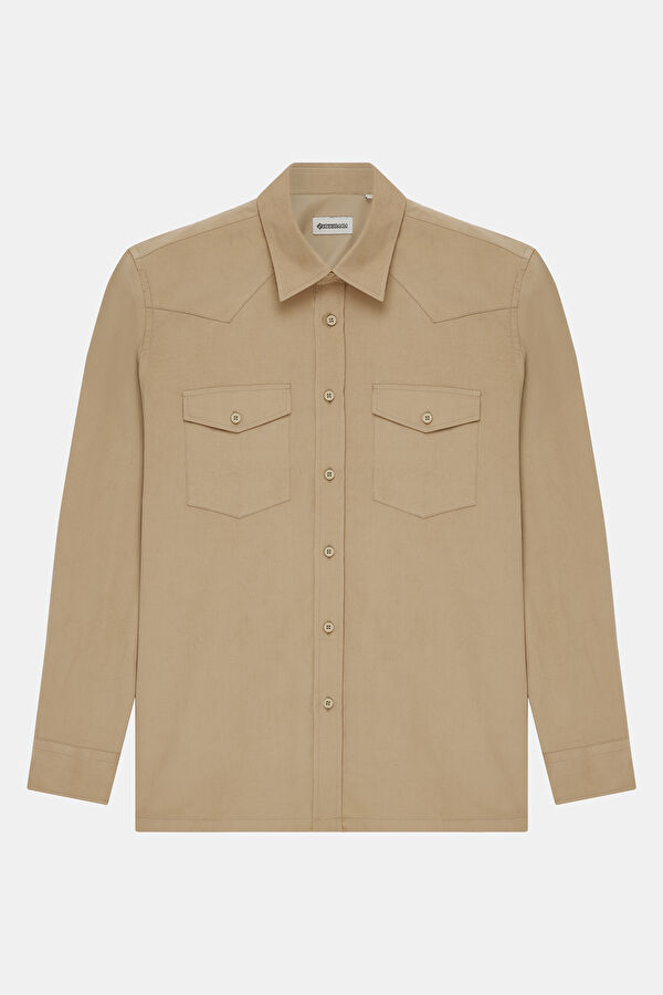 Beige Regular Men's Shirt