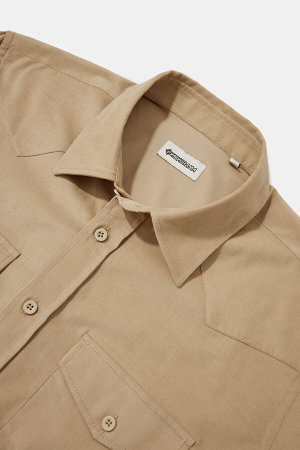 Beige Regular Men's Shirt 3