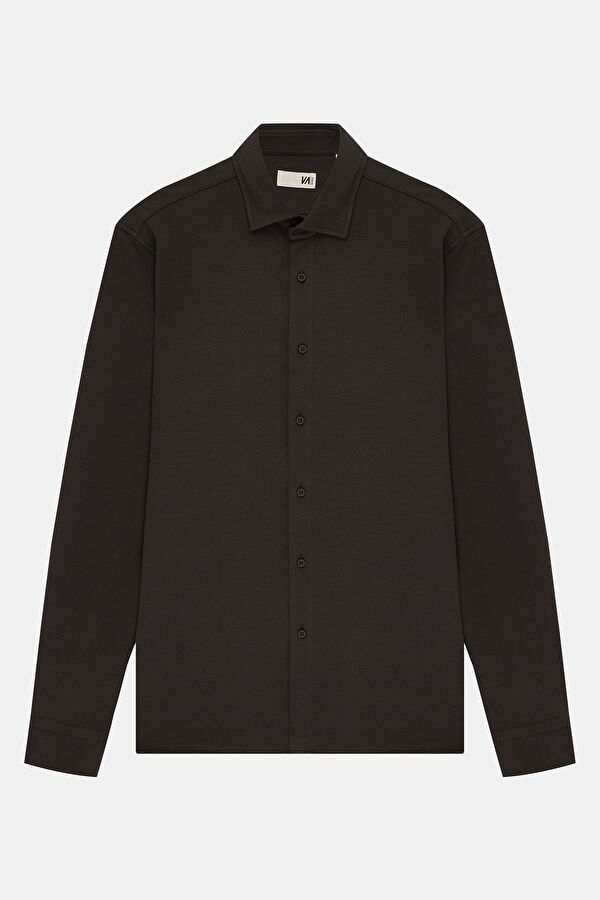 Slim Fit Brown Regular Men's Shirt