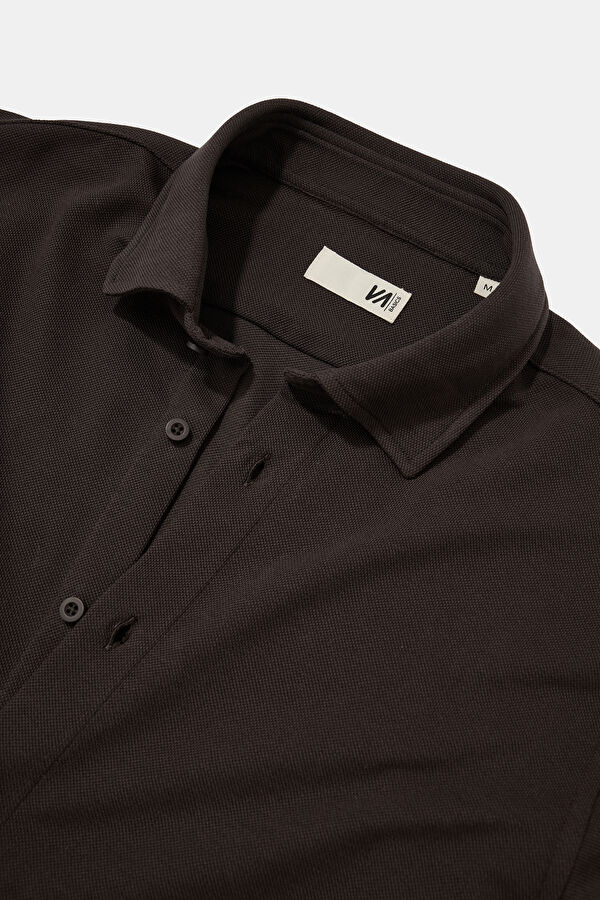 Slim Fit Brown Regular Men's Shirt 3