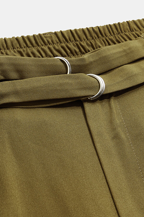 Relax Fit Khaki Wide Leg Viscose Trousers 3