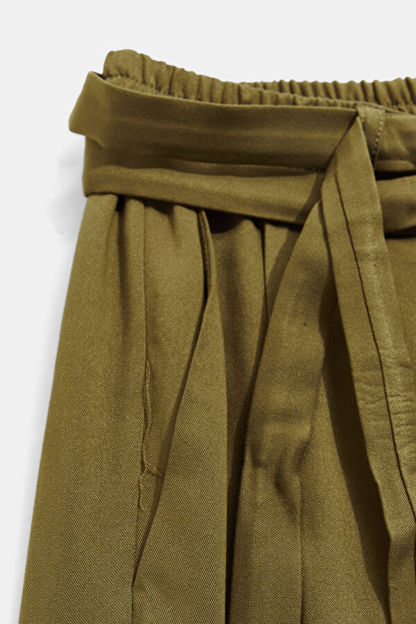Relax Fit Khaki Wide Leg Viscose Trousers 4