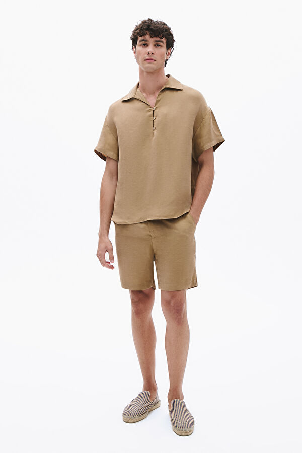 Coffee Linen Shorts