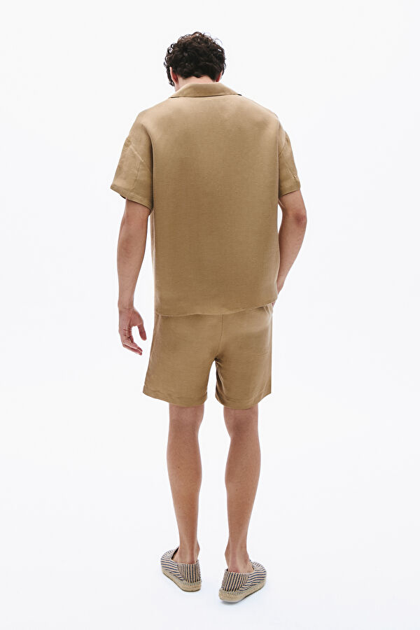 Coffee Linen Shorts 2