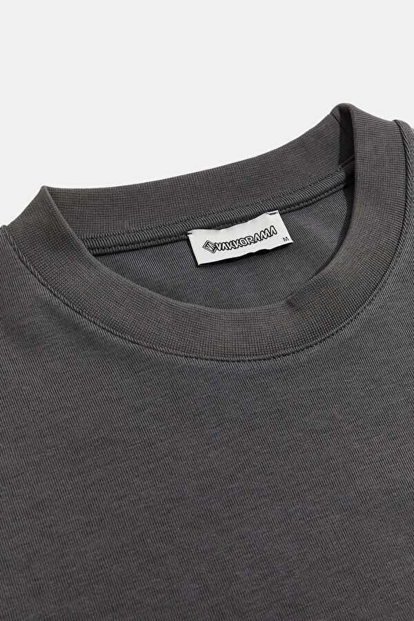 Anthracite Crew Neck Printed Men's T-Shirt 6