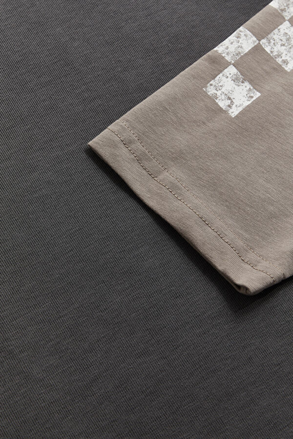 Anthracite Crew Neck Printed Men's T-Shirt 7