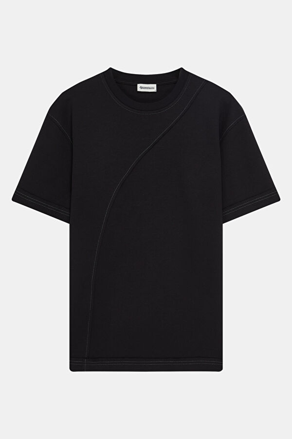 Siyah Bisiklet Yaka Erkek T-Shirt