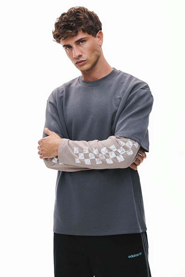 Anthracite Crew Neck Printed Men's T-Shirt