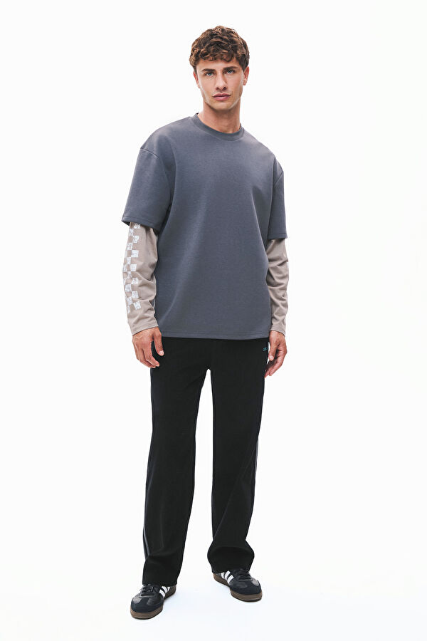 Anthracite Crew Neck Printed Men's T-Shirt 3