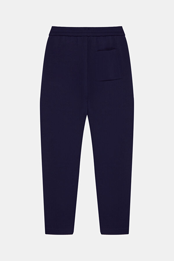 Navy Blue Straight Leg Cotton Viscose Men's Sport Trousers 2