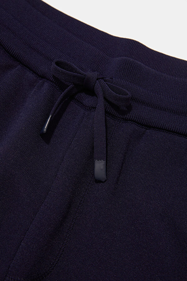 Navy Blue Straight Leg Cotton Viscose Men's Sport Trousers 3