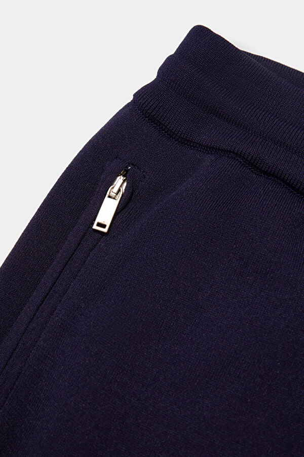Navy Blue Straight Leg Cotton Viscose Men's Sport Trousers 4