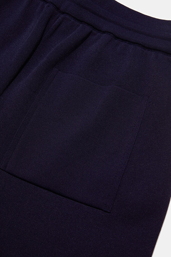 Navy Blue Straight Leg Cotton Viscose Men's Sport Trousers 5