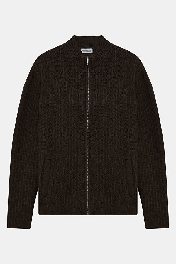 Brown Knit Men's Cardigan
