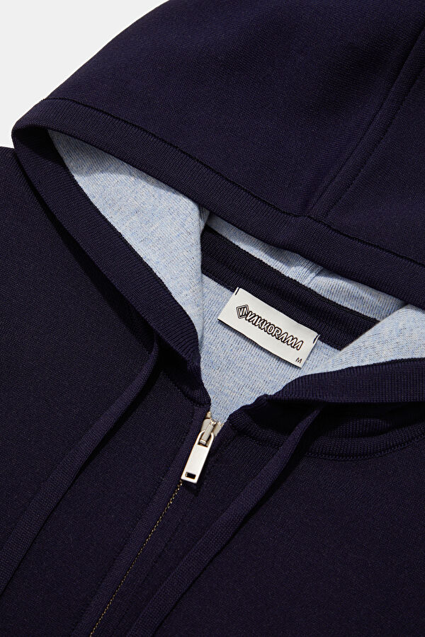 Navy Cotton Viscose Knit Men's Cardigan 3