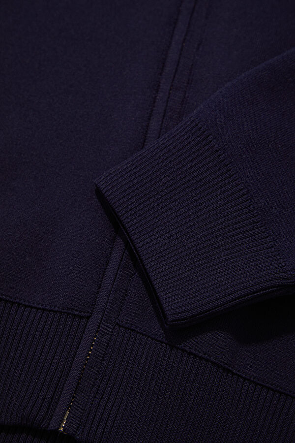 Navy Cotton Viscose Knit Men's Cardigan 5