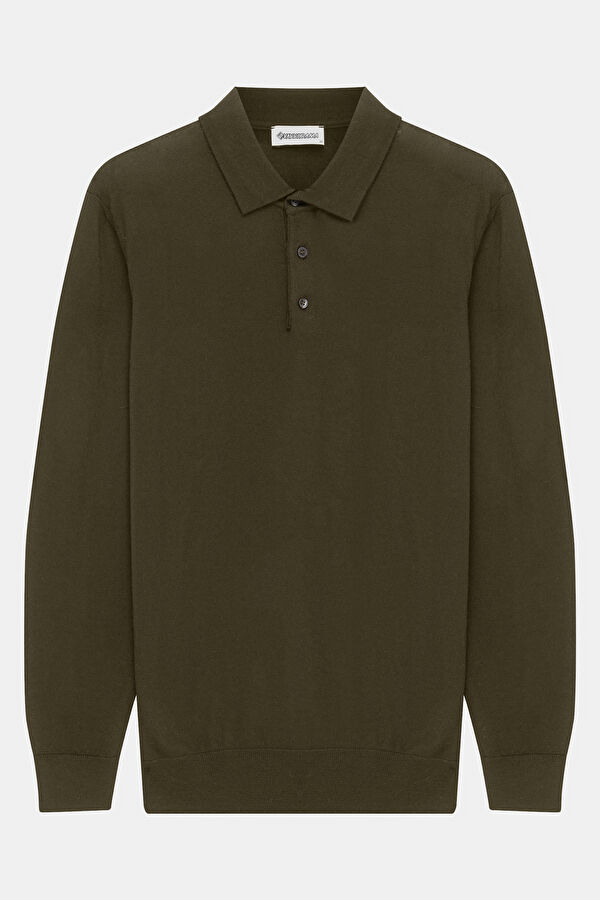 Khaki Wool Knit Men's Sweater