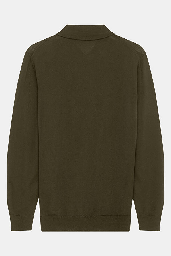 Khaki Wool Knit Men's Sweater 2