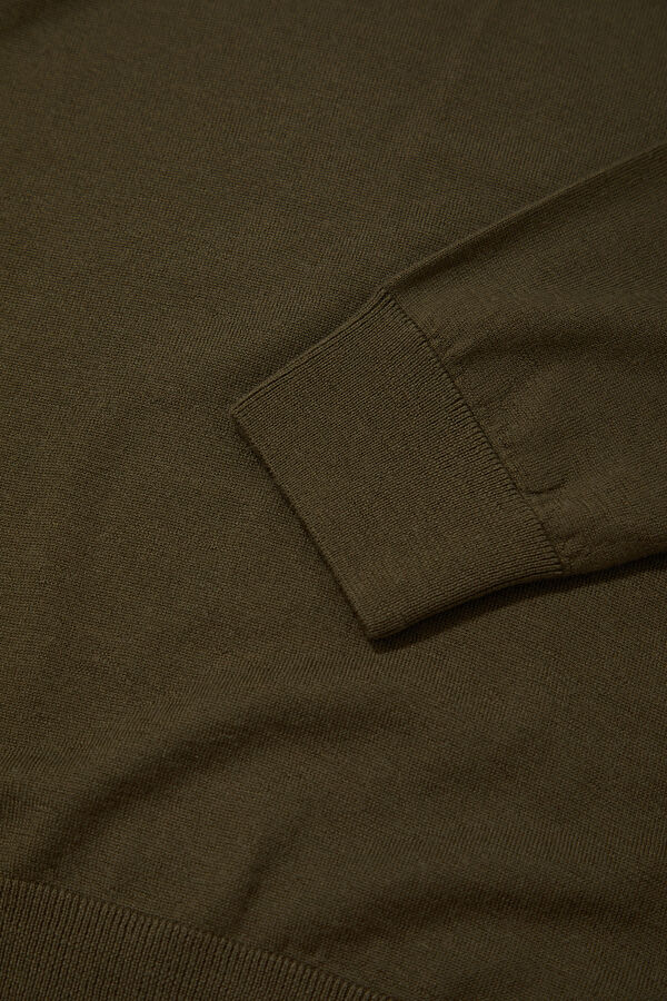 Khaki Wool Knit Men's Sweater 4