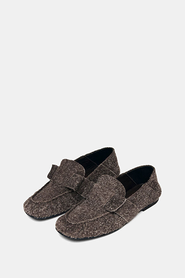 Aeryn Suede Fuzzy Brown Shoes 6