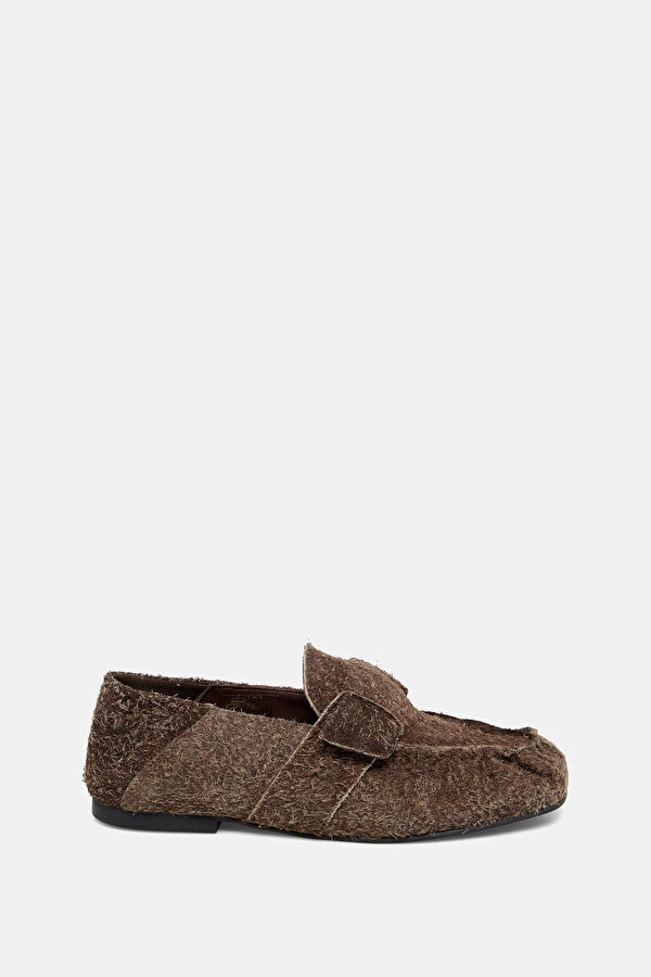 Aeryn Suede Fuzzy Brown Shoes