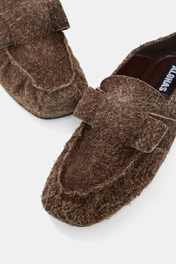 Aeryn Suede Fuzzy Brown Shoes 4