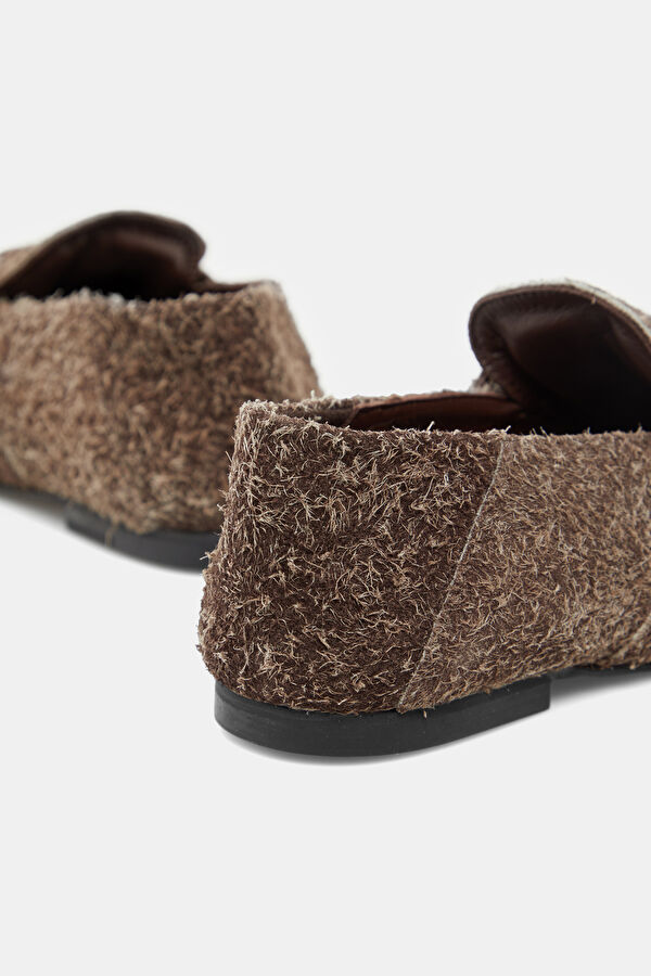 Aeryn Suede Fuzzy Brown Shoes 5
