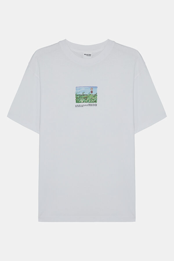 White Crew Neck Printed Men's T-Shirt